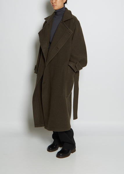 Unisex Wool Wrap Coat — Pewter Green