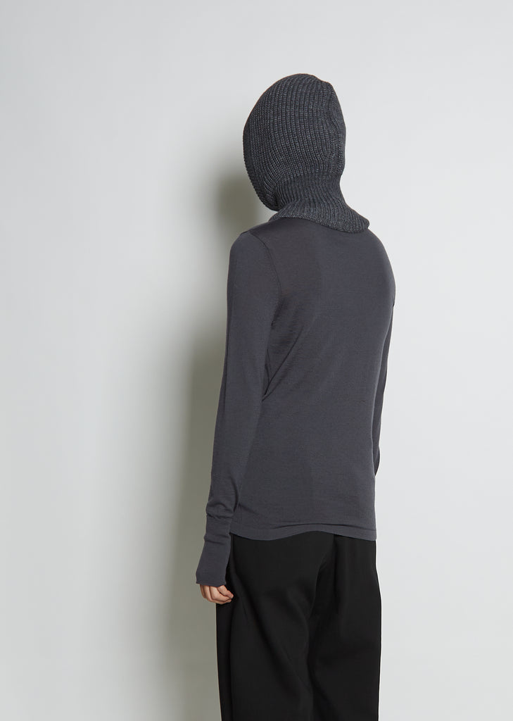 Unisex Alpaca Wool Hood — Steel/Grey Melange