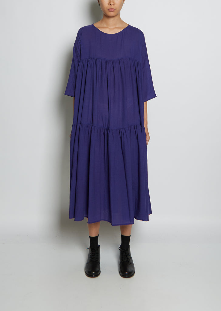 Tiered Ruffle Wool Dress