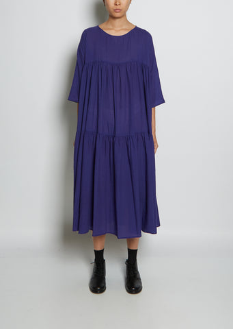 Tiered Ruffle Wool Dress