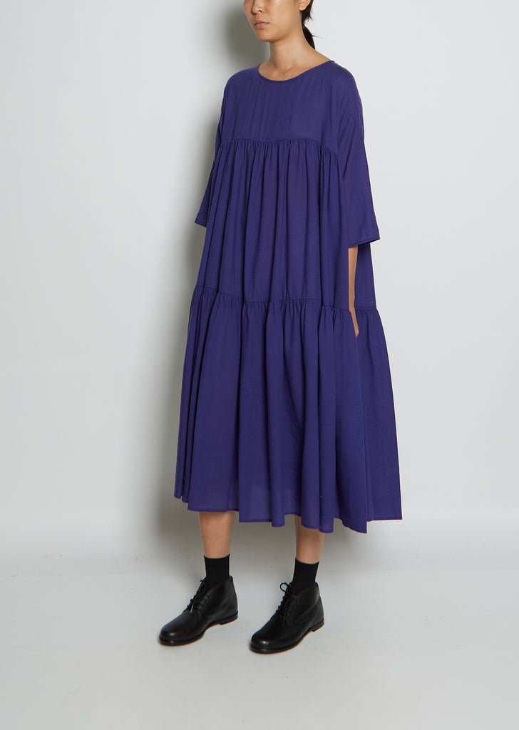 Tiered Ruffle Wool Dress