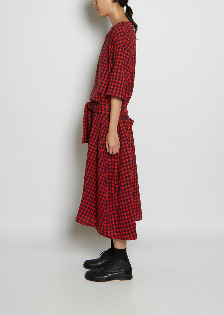 Wool Gauze Gingham Check Dress