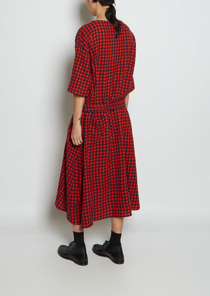 Wool Gauze Gingham Check Dress