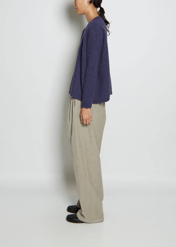 Wool, Cotton & Alpaca Blend Sweater — Blueberry