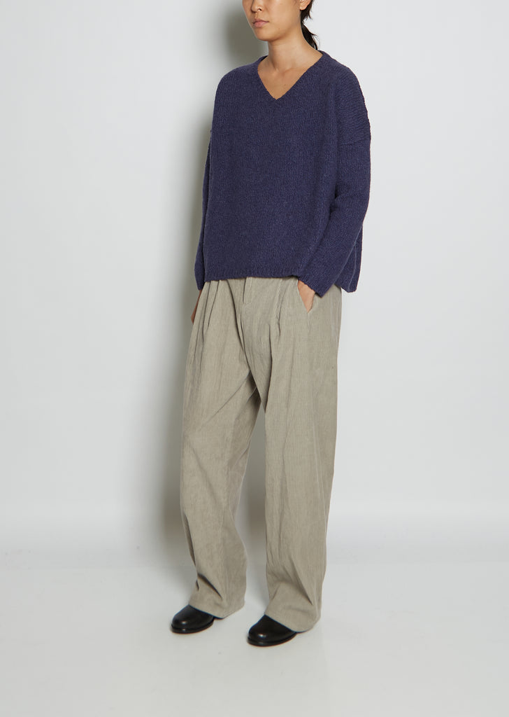 Wool, Cotton & Alpaca Blend Sweater — Blueberry