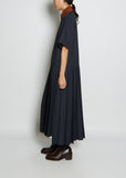 Collared Pleated Twill Dress