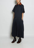 Collared Pleated Twill Dress