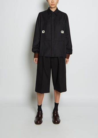 Pocket Collar Cotton Twill Shirt