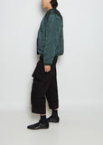 Taffeta Collarless Short Coat — Moss