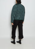 Taffeta Collarless Short Coat — Moss