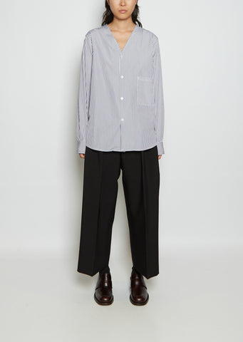 V-Neck Cotton Button Up Shirt