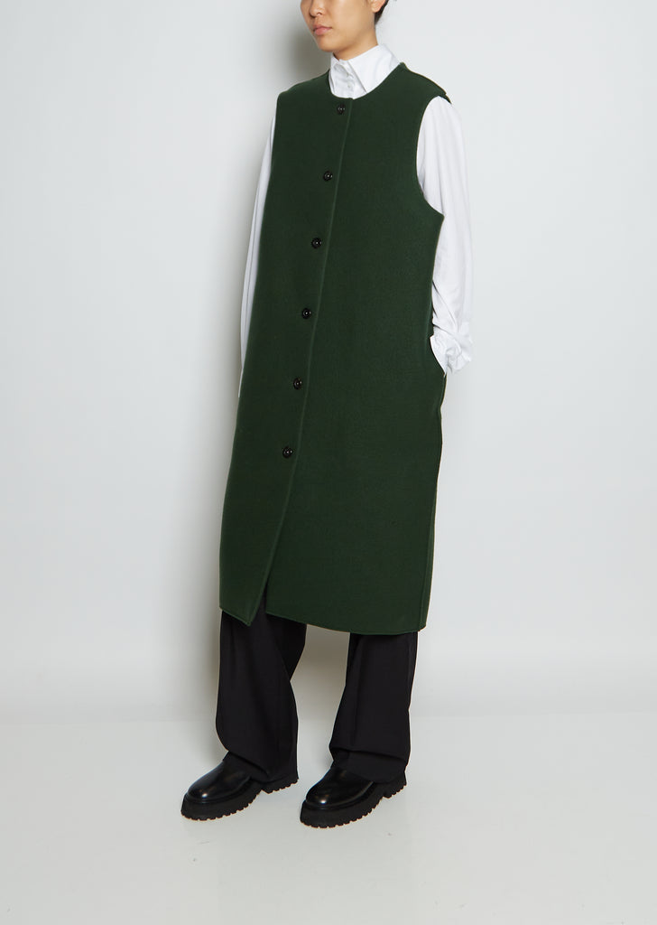 Long Off Washed Wool Coat