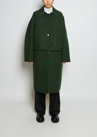 Long Off Washed Wool Coat