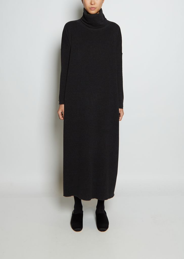 Cotton Blend Jersey Turtleneck Dress JP