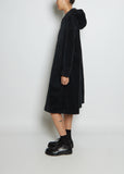 Stretch Cotton Velvet Hooded Dress