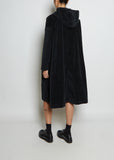 Stretch Cotton Velvet Hooded Dress