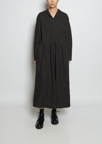 Wool Tartan Collared Dress