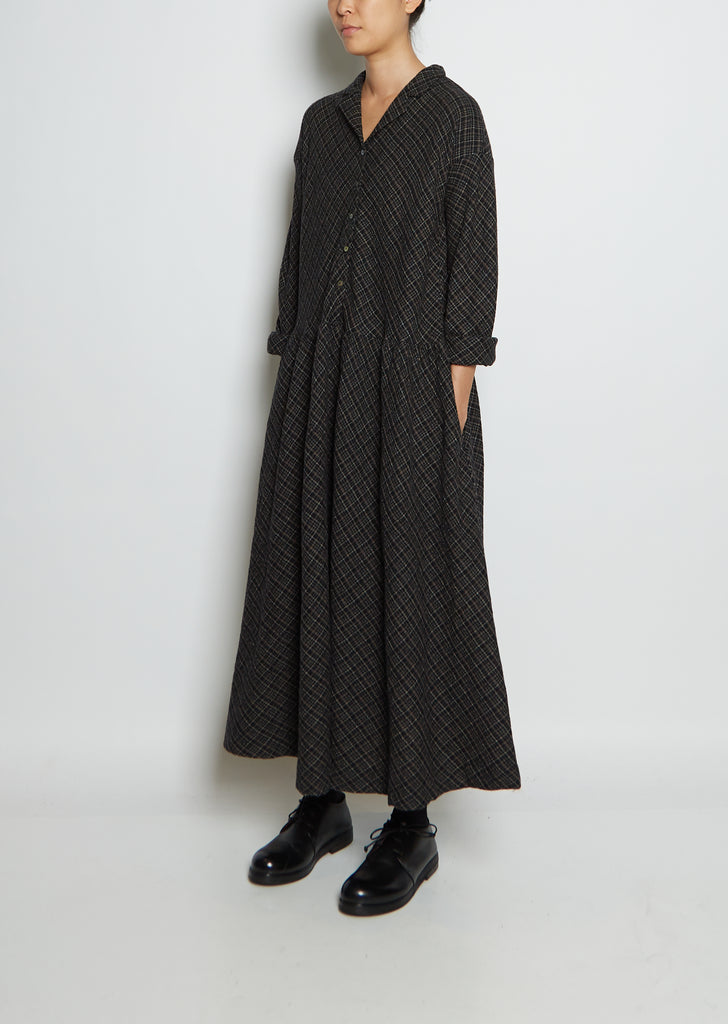 Wool Tartan Collared Dress