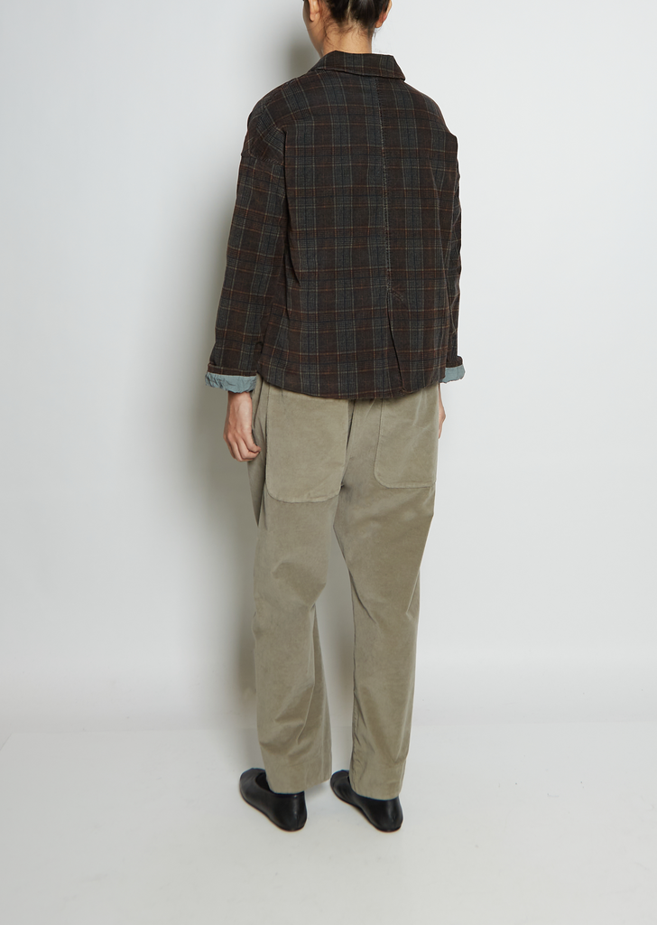 Cotton Velvet Tartan Loose Blazer