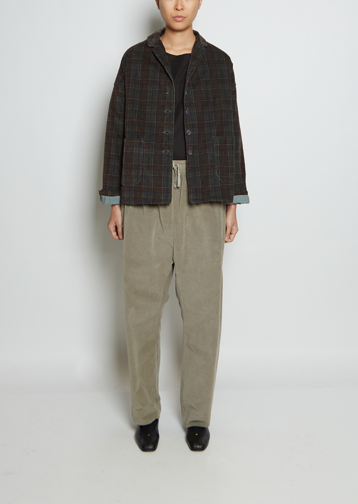 Cotton Velvet Tartan Loose Blazer