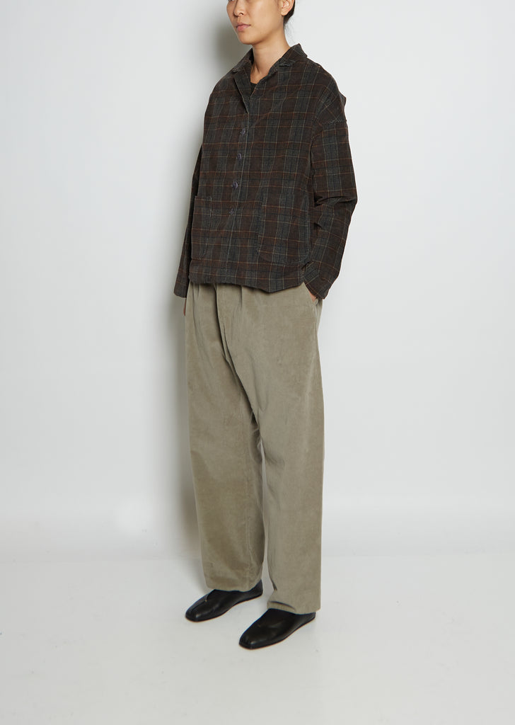 Cotton Velvet Tartan Loose Blazer