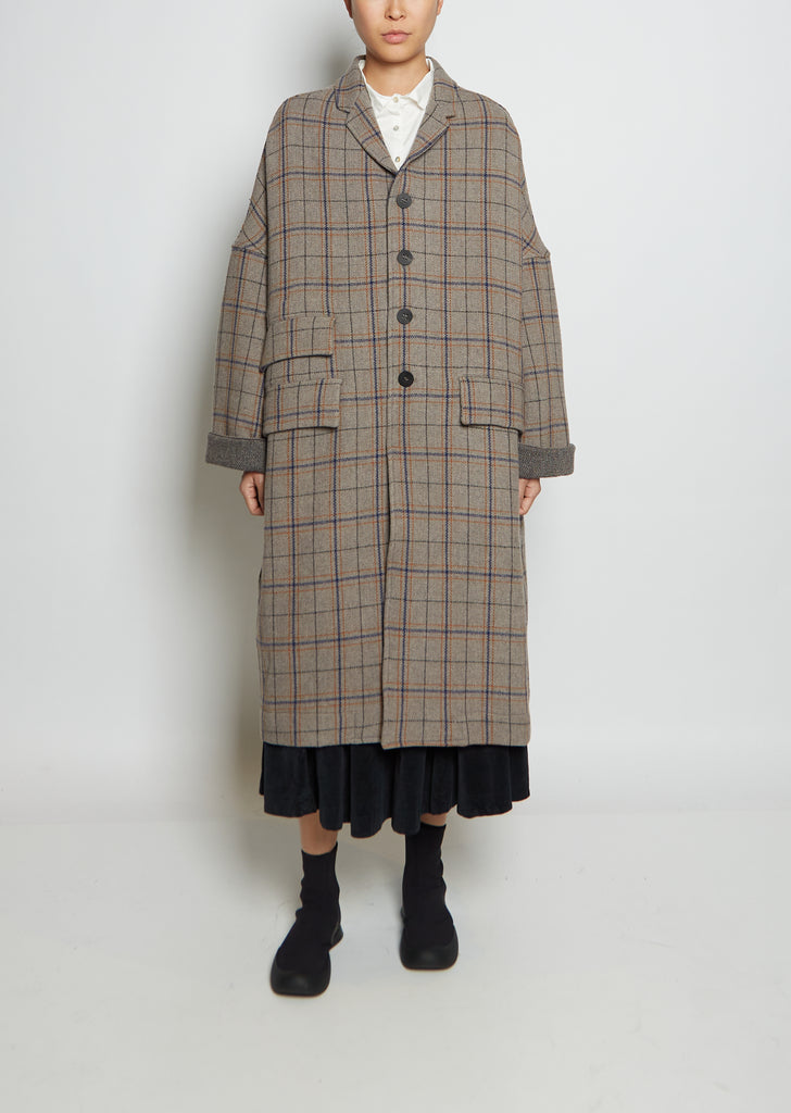 Wool Tartan Big Coat