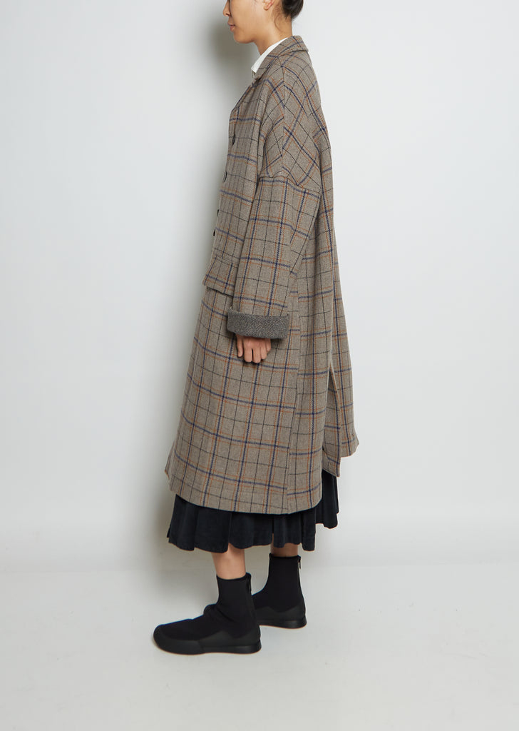 Wool Tartan Big Coat