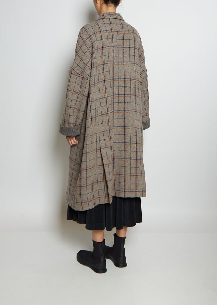 Wool Tartan Big Coat