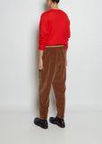Tobba Cotton & Linen Velvet Simple Trouser — Kraft Brown