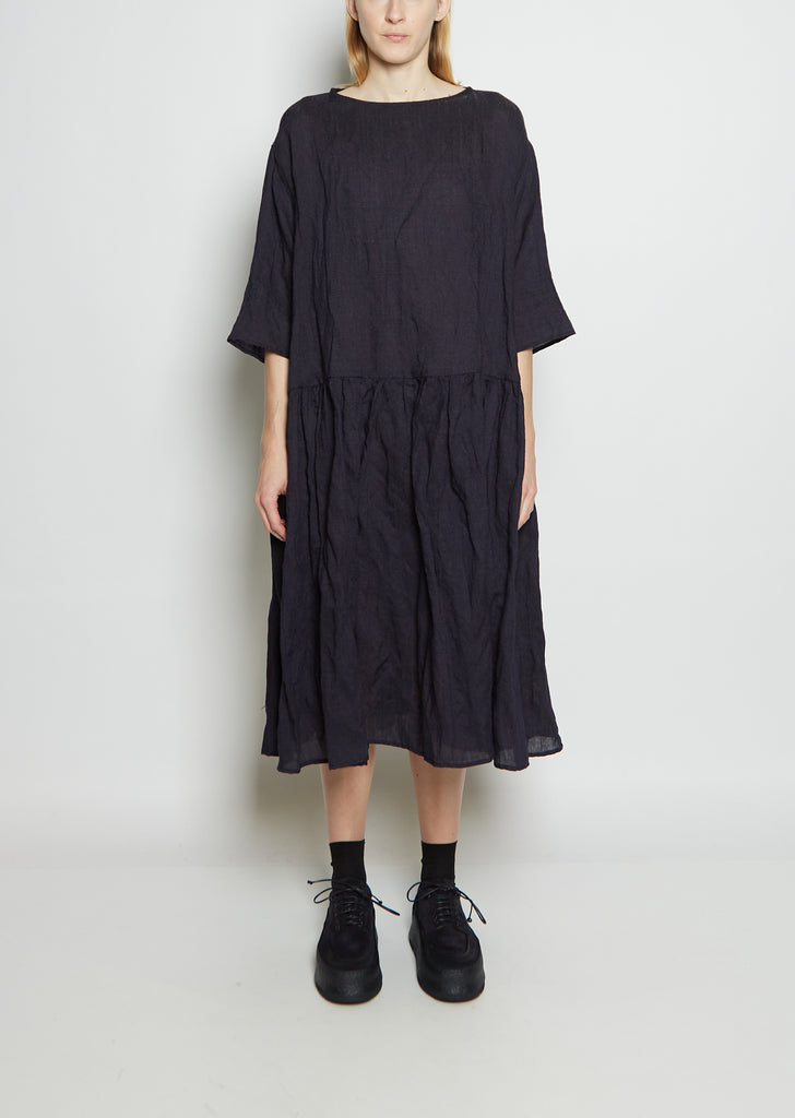 Virgin Wool & Metal Gathered Waist Dress