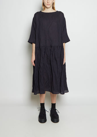 Virgin Wool & Metal Gathered Waist Dress