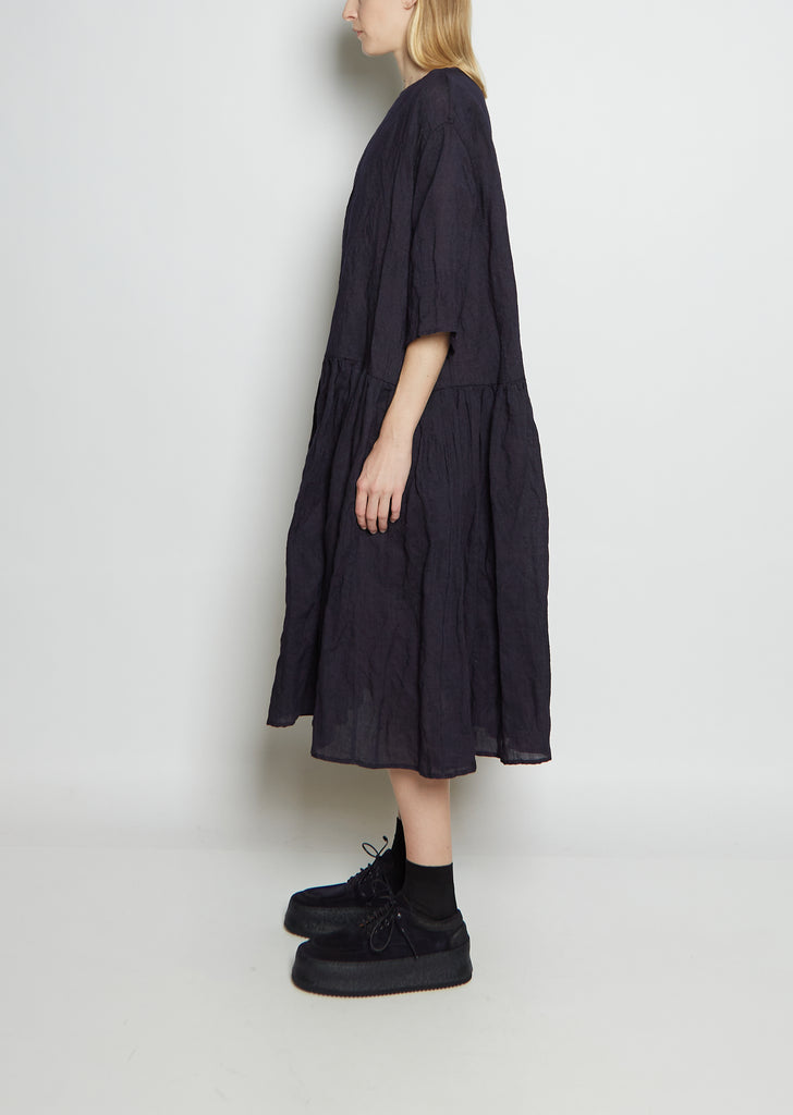 Virgin Wool & Metal Gathered Waist Dress