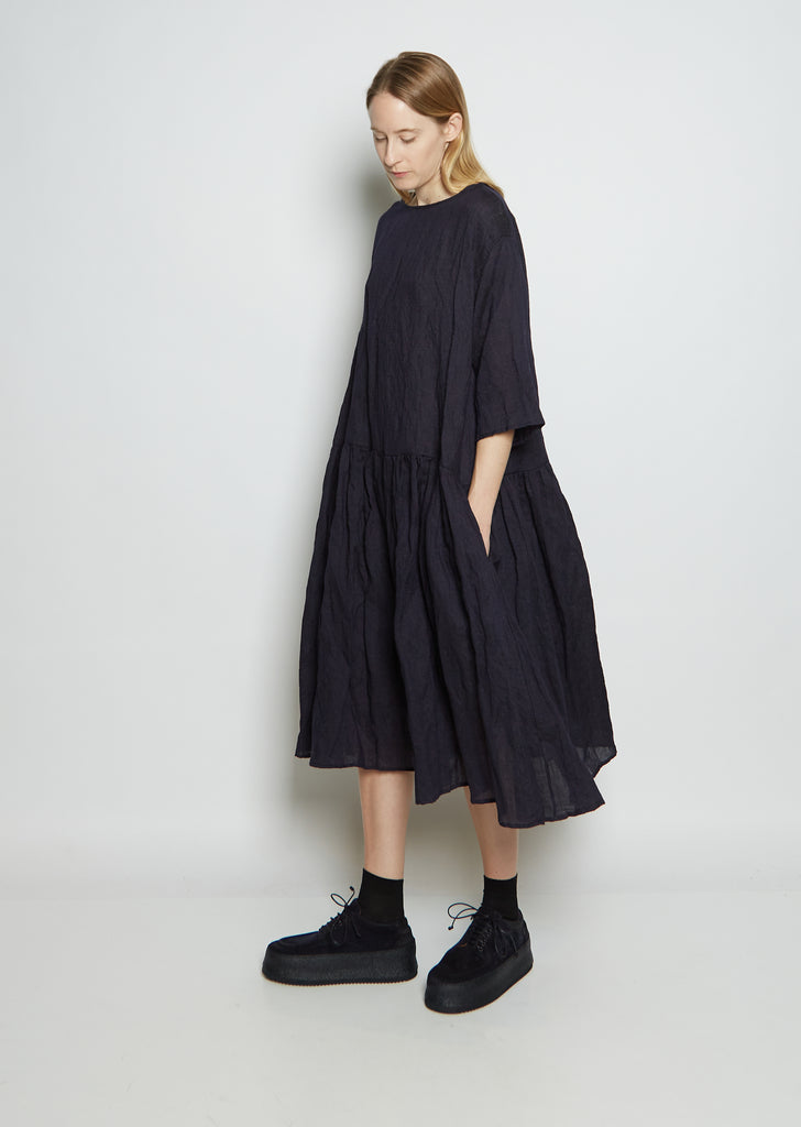 Virgin Wool & Metal Gathered Waist Dress