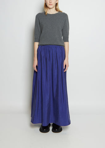 Silk Blend Gathered Slip Skirt