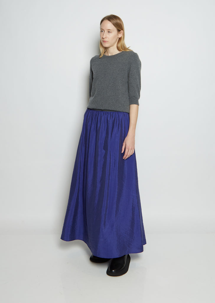 Silk Blend Gathered Slip Skirt