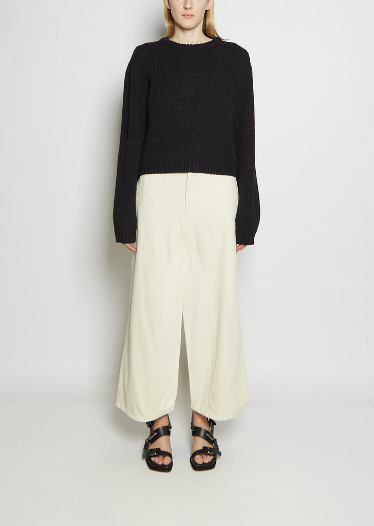 Alpaca & Merino Wool Puff Sleeve Sweater — Black