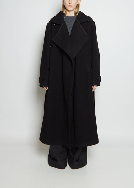 Unisex Wool Wrap Coat — Black – La Garçonne