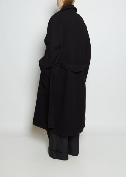 Unisex Wool Wrap Coat — Black