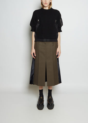 Nylon Twill x Wool Knit Pullover