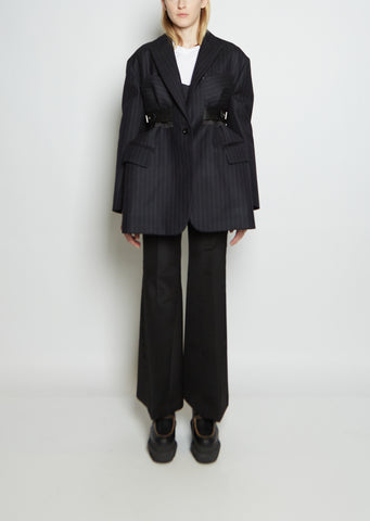 Wool Blend Chalk Stripe Jacket