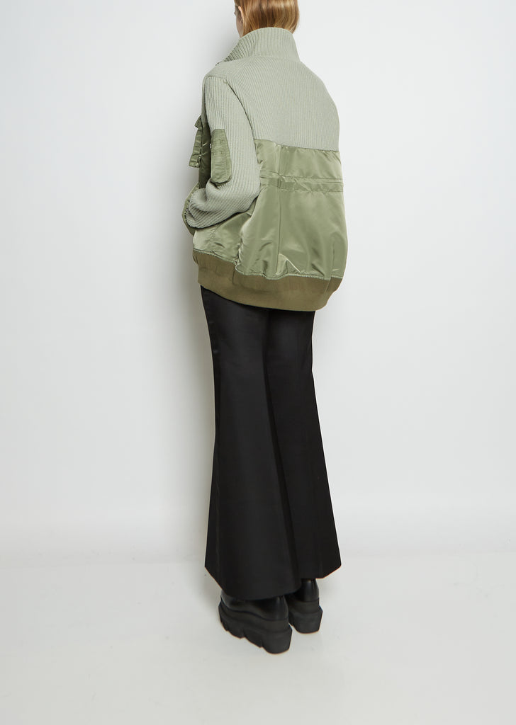 Nylon Twill x Wool Knit Blouson