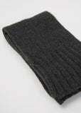 Narrow Ribbed Scarf — Charcoal
