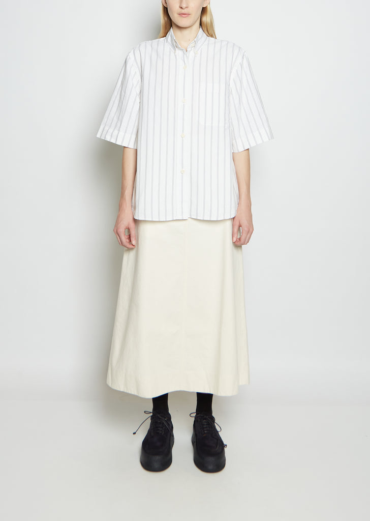 Cotton Stripe Button Down Collar Shirt