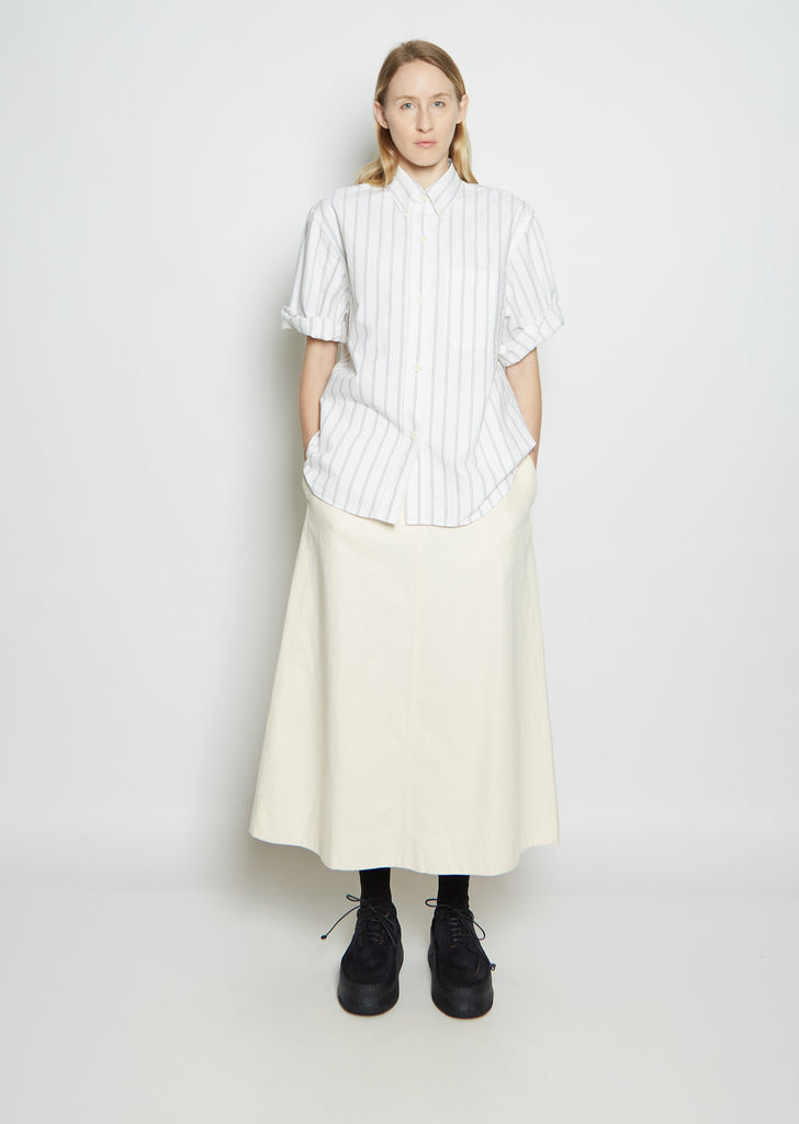 Cotton Stripe Button Down Collar Shirt