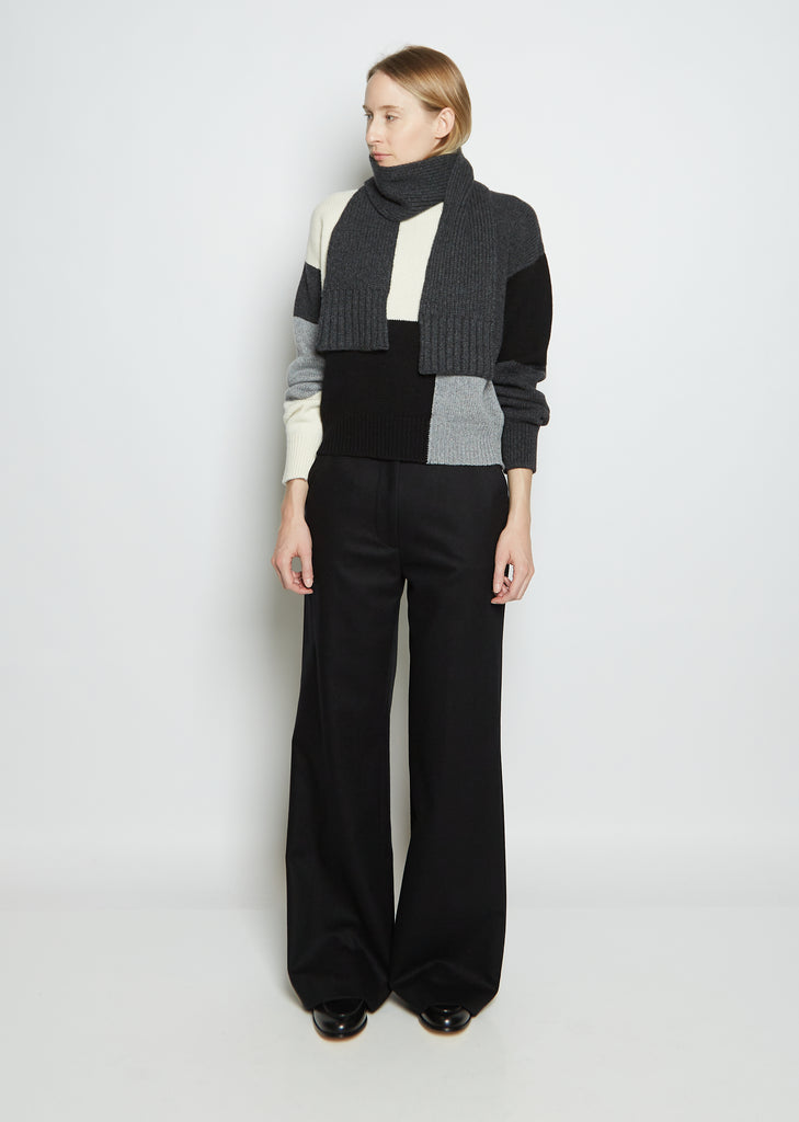 Narrow Ribbed Scarf — Charcoal