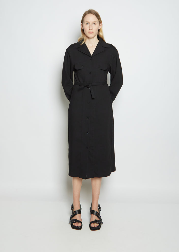 Convertible Collar Cotton and Wool Dress