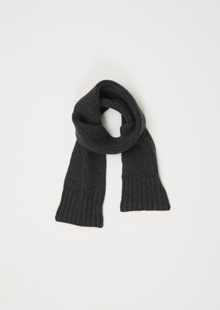 Narrow Ribbed Scarf — Charcoal