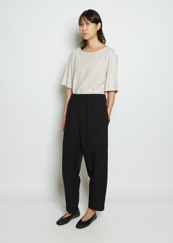 Linen Pullon Trouser — Black