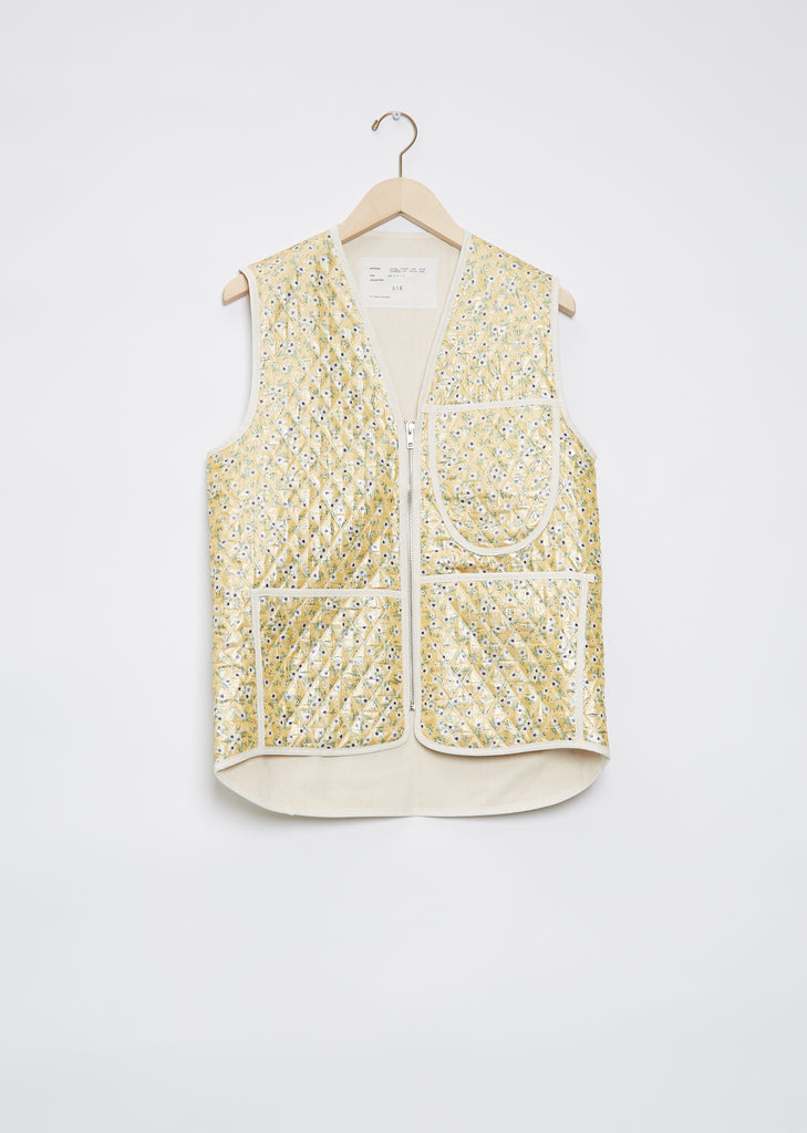 Zip Vest — Yellow Flower Print