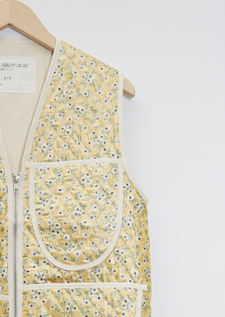 Zip Vest — Yellow Flower Print